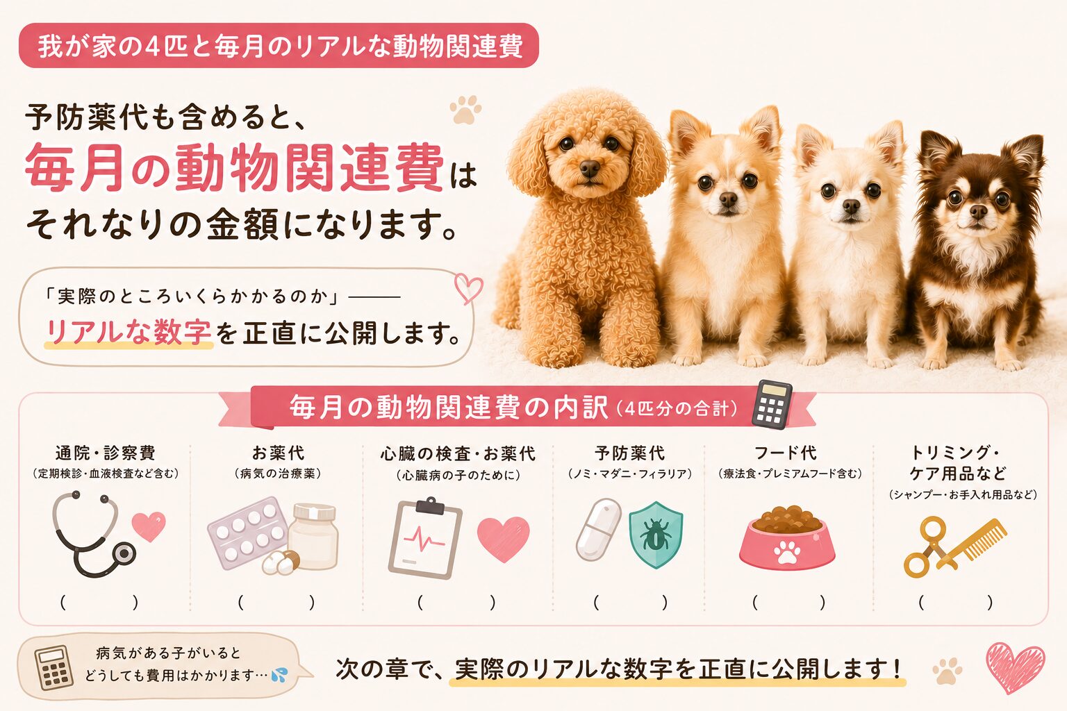 毎月の動物関連費の内訳をまとめた図解