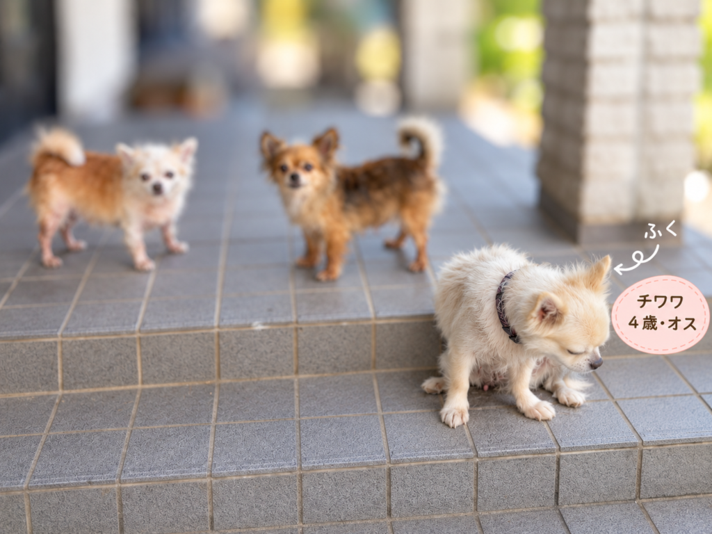 シャンプーのあとのチワワ ふく。毛が抜けていたころ